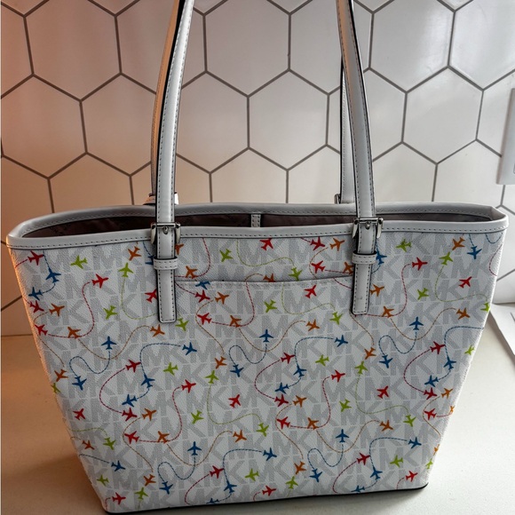 Michael Kors White Multicolor Jet Set Travel Tote Bag - Picture 2 of 2